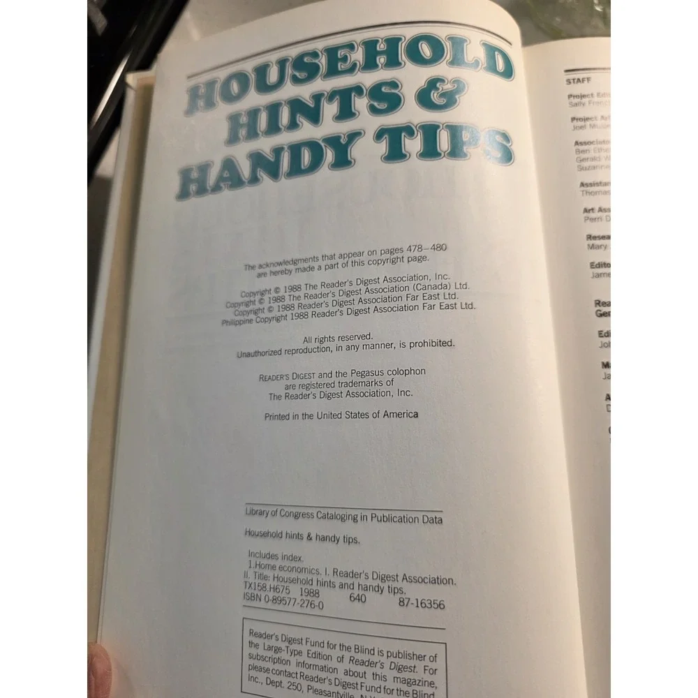 Reader's Digest Household‎ Hints & Handy Tips (1988) Hardcover
